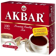 Чай АКБАР "Premium Quality" черный байховый цейлонский, 100 пакетиков по 2 г, 1050046 Чай АКБАР "Premium Quality" черный байховый цейлонский, 100 пакетиков по 2 г, 1050046