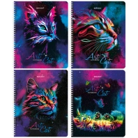 Тетради ДЭК А5 48 л. КОМПЛЕКТ 4 шт., BRAUBERG, гребень, клетка, TWIN лак, "Neon Cats", 404660 Тетради ДЭК А5 48 л. КОМПЛЕКТ 4 шт., BRAUBERG, гребень, клетка, TWIN лак, "Neon Cats", 404660