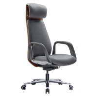 Кресло HAWASAN PREMIUM EX-820, синхромеханизм, слайдер, экокожа, графит/коричневое, 533238
