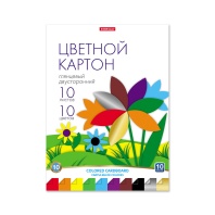 Цветной картон глянцевый двусторонний в папке ErichKrause, А4, 10 листов, 10 цветов, игрушка-набор для детского творчества